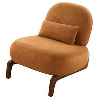 Trikiousd Accent Chair with Solid Wood Legs, Armless Upholstered Reading Chair