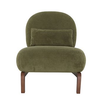 Trikiousd Accent Chair with Solid Wood Legs, Armless Upholstered Reading Chair