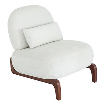 Trikiousd Accent Chair with Solid Wood Legs, Armless Upholstered Reading Chair