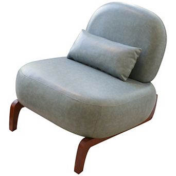 Trikiousd Accent Chair with Solid Wood Legs, Armless Upholstered Reading Chair