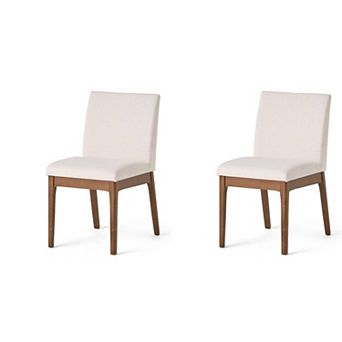 Trikiousd Set of 2 Contemporary Upholstered Dining Chairs with Rubberwood Legs
