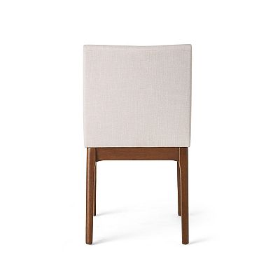 Trikiousd Set of 2 Contemporary Upholstered Dining Chairs with Rubberwood Legs