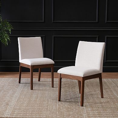 Trikiousd Set of 2 Contemporary Upholstered Dining Chairs with Rubberwood Legs