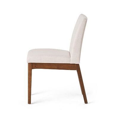 Trikiousd Set of 2 Contemporary Upholstered Dining Chairs with Rubberwood Legs
