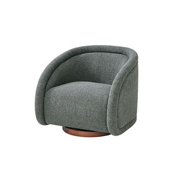 Trikiousd Boucle Swivel Accent Chair Upholstered Lounge Chair with Wood Base
