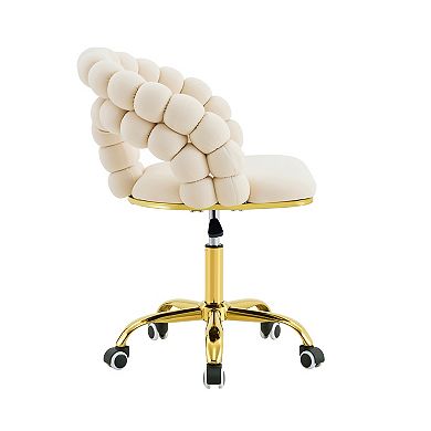 Trikiousd Velvet Swivel Desk Chair Height Adjustable Rolling Vanity Office Chair