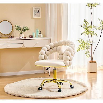 Trikiousd Velvet Swivel Desk Chair Height Adjustable Rolling Vanity Office Chair