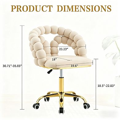 Trikiousd Velvet Swivel Desk Chair Height Adjustable Rolling Vanity Office Chair