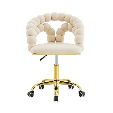 Trikiousd Velvet Swivel Desk Chair Height Adjustable Rolling Vanity Office Chair