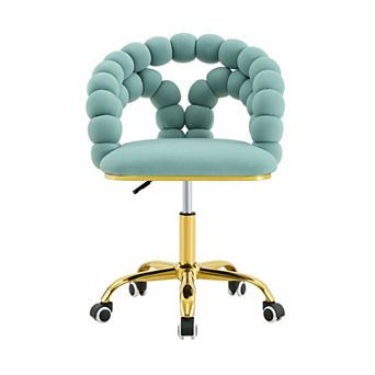 Trikiousd Velvet Swivel Desk Chair Height Adjustable Rolling Vanity Office Chair