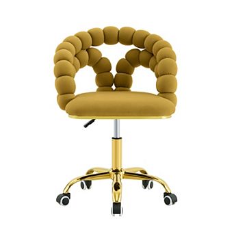 Trikiousd Velvet Swivel Desk Chair Height Adjustable Rolling Vanity Office Chair