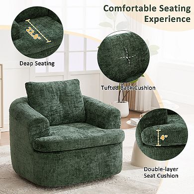 Trikiousd 360° Swivel Barrel Chair Chenille Accent Chair