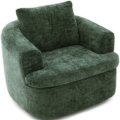 Trikiousd 360° Swivel Barrel Chair Chenille Accent Chair