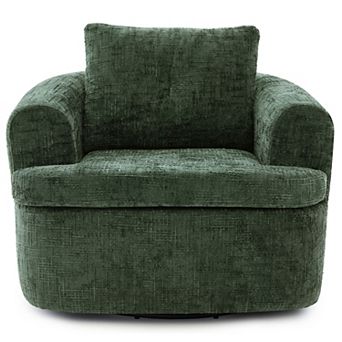Trikiousd 360° Swivel Barrel Chair Chenille Accent Chair