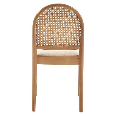 Trikiousd Rattan Dining Chairs Set of 2 Upholstered Linen Chairs with Wood Legs