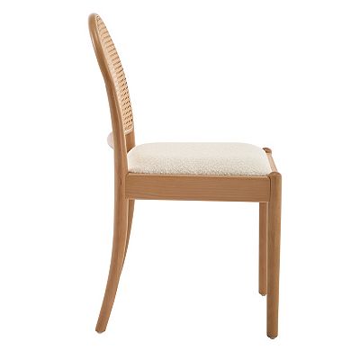 Trikiousd Rattan Dining Chairs Set of 2 Upholstered Linen Chairs with Wood Legs