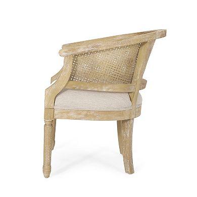 Trikiousd Accent Chair Rubber Wood Upholstered Cane Back Chair