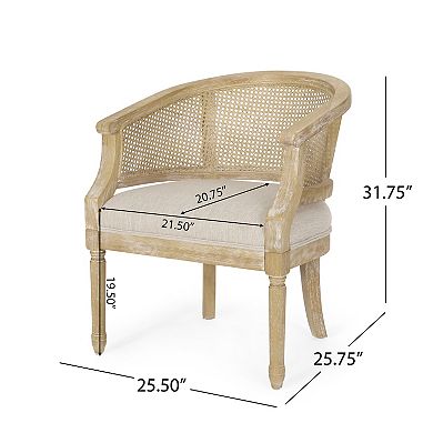 Trikiousd Accent Chair Rubber Wood Upholstered Cane Back Chair