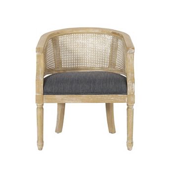 Trikiousd Accent Chair Rubber Wood Upholstered Cane Back Chair