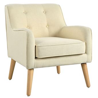 Trikiousd Mid Century Modern Tufted Accent Chair Upholstered Armchair Wood Legs