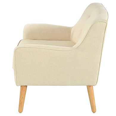 Trikiousd Mid Century Modern Tufted Accent Chair Upholstered Armchair Wood Legs