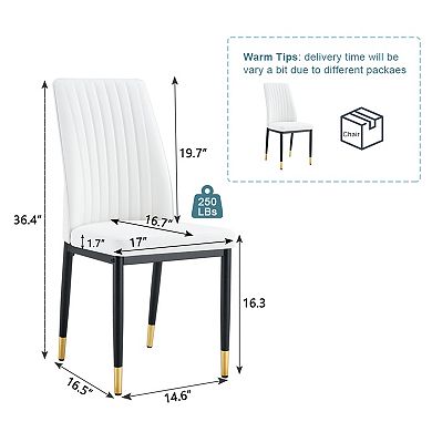 Trikiousd Set of 4 Modern PU Leather Dining Chairs with High Back and Metal Legs Kitchen Chairs
