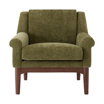 Trikiousd Modern Accent Chair with Flared Arms Mid Century Upholstered Lounge Chair Solid Wood Legs