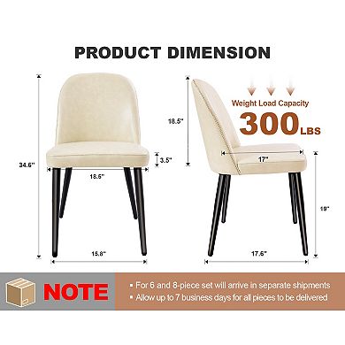 Trikiousd PU Leather Dining Chairs Set of 2 Armless Chair with Metal Legs