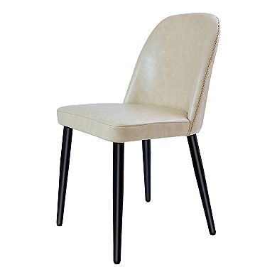 Trikiousd PU Leather Dining Chairs Set of 2 Armless Chair with Metal Legs