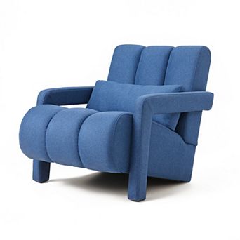 Trikiousd Modern Upholstered Accent Chair Linen Armchair with Pillow