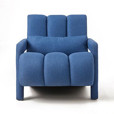 Trikiousd Modern Upholstered Accent Chair Linen Armchair with Pillow