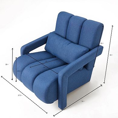 Trikiousd Modern Upholstered Accent Chair Linen Armchair with Pillow