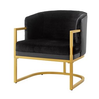 Trikiousd Modern Faux Fur Accent Chair Upholstered Cozy Armchair with Metal Frame