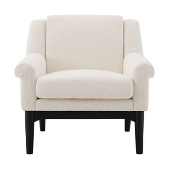 Trikiousd Modern Accent Chair with Flared Arms Mid Century Upholstered Lounge Chair Solid Wood Legs
