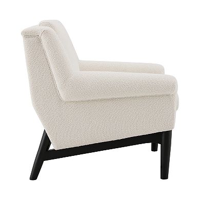 Trikiousd Modern Accent Chair with Flared Arms Mid Century Upholstered Lounge Chair Solid Wood Legs