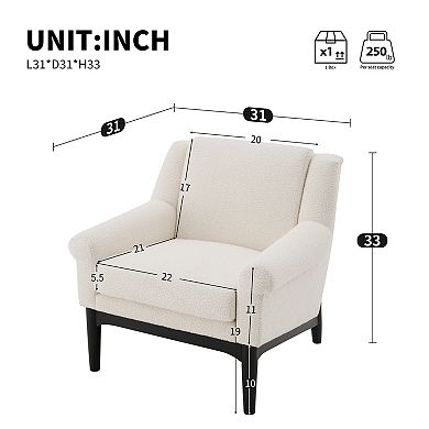 Trikiousd Modern Accent Chair with Flared Arms Mid Century Upholstered Lounge Chair Solid Wood Legs