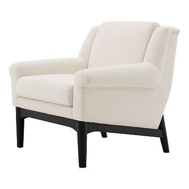 Trikiousd Modern Accent Chair with Flared Arms Mid Century Upholstered Lounge Chair Solid Wood Legs