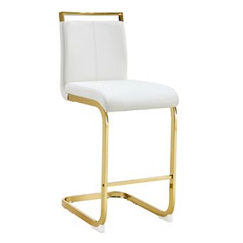 Trikiousd Modern Upholstered Bar Chair with Metal C Tube Legs Kitchen Counter Stool