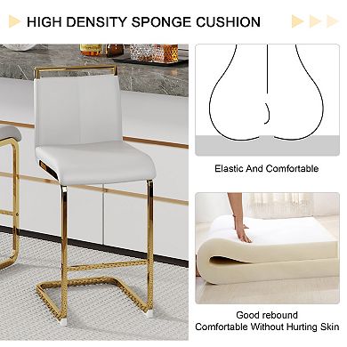 Trikiousd Modern Upholstered Bar Chair with Metal C Tube Legs Kitchen Counter Stool