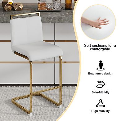 Trikiousd Modern Upholstered Bar Chair with Metal C Tube Legs Kitchen Counter Stool