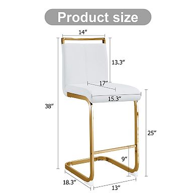 Trikiousd Modern Upholstered Bar Chair with Metal C Tube Legs Kitchen Counter Stool