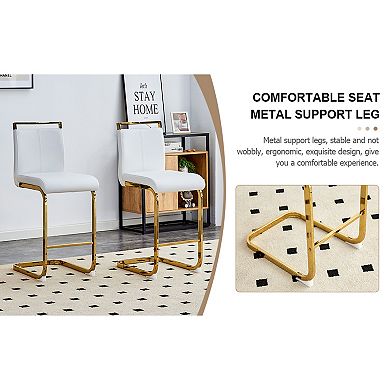 Trikiousd Modern Upholstered Bar Chair with Metal C Tube Legs Kitchen Counter Stool