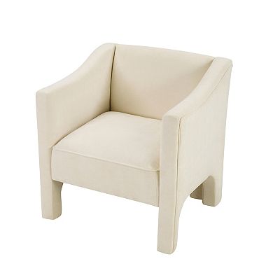 Trikiousd Modern Barrel Accent Chair Upholstered Chenille Armchair with Enclosed Arms