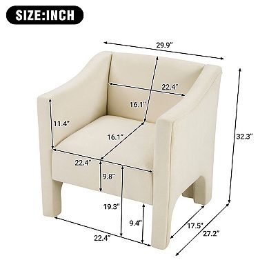 Trikiousd Modern Barrel Accent Chair Upholstered Chenille Armchair with Enclosed Arms