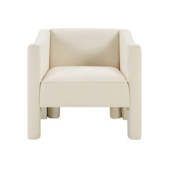 Trikiousd Modern Barrel Accent Chair Upholstered Chenille Armchair with Enclosed Arms