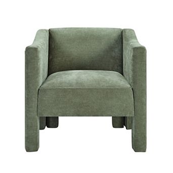 Trikiousd Modern Barrel Accent Chair Upholstered Chenille Armchair with Enclosed Arms