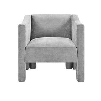 Trikiousd Modern Barrel Accent Chair Upholstered Chenille Armchair with Enclosed Arms