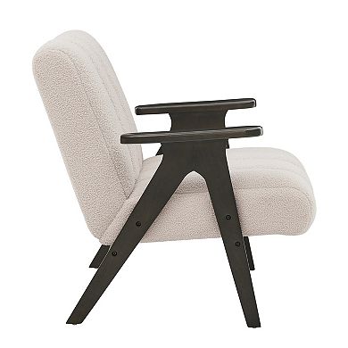 Trikiousd Modern Teddy Sherpa Accent Chair Wood Frame Plush Upholstered Lounge Chair
