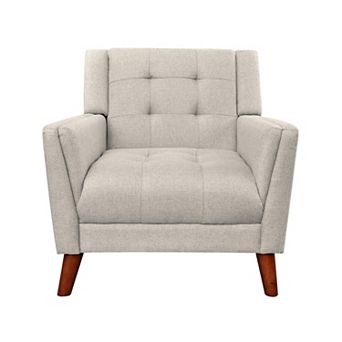 Trikiousd Mid Century Modern Tufted Armchair Accent Club Chair Wood Legs