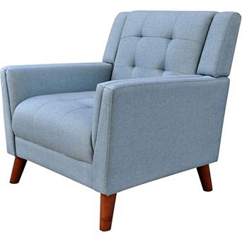Trikiousd Mid Century Modern Tufted Armchair Accent Club Chair Wood Legs